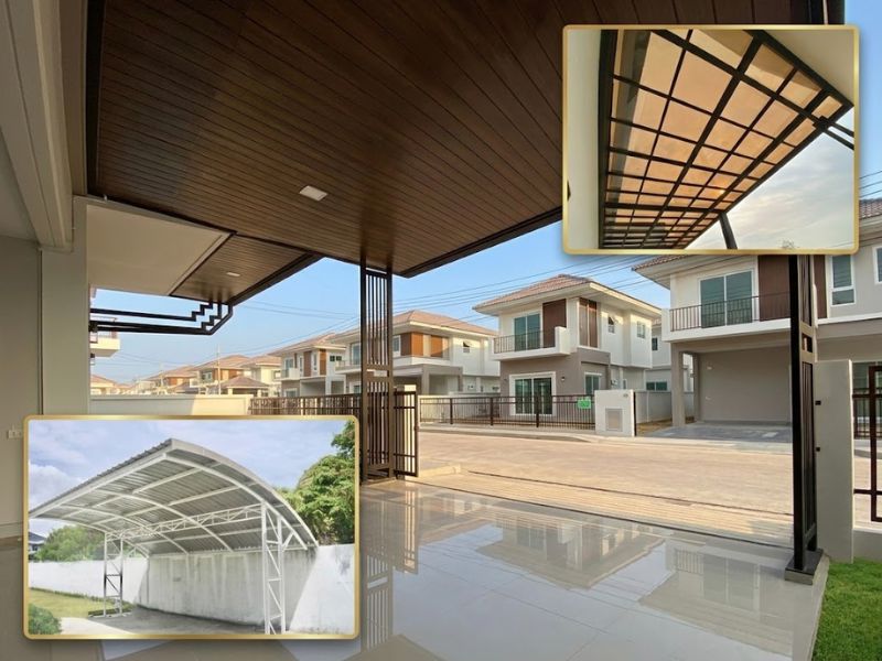 ติดตั้งโครงหลังคาหน้าบ้านและหลังคาลานจอดรถ ติดตั้งโครงหลังคาหน้าบ้านและหลังคาลานจอดรถ